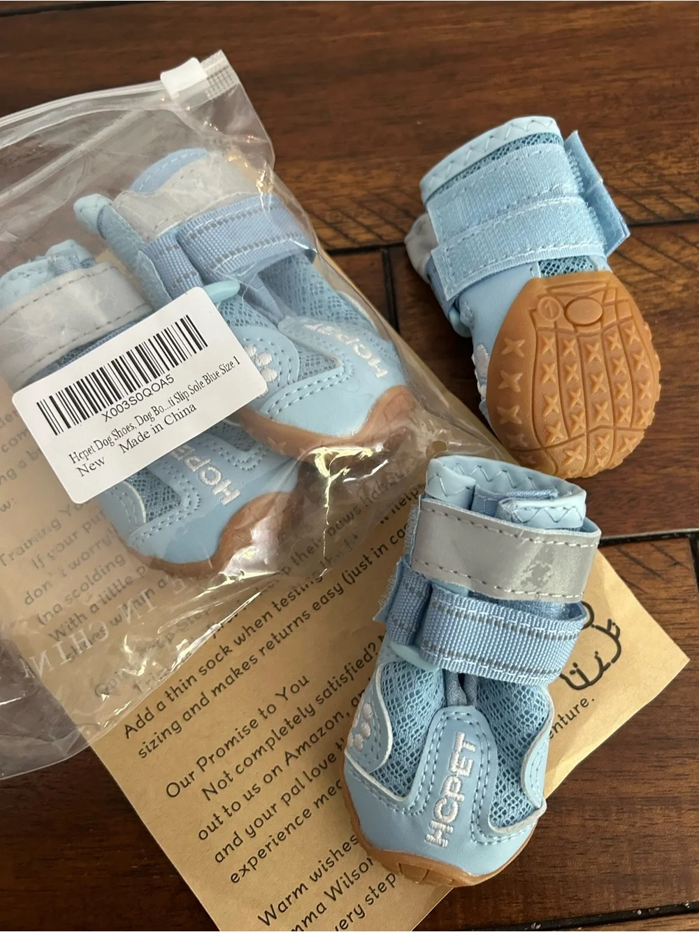 Hcpet Light Blue Dog Boots with Non-Slip Soles